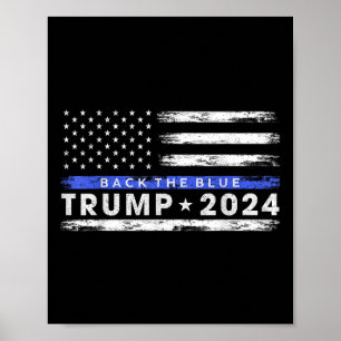 Affiche Pro Trump 2024 Retour La Ligne Bleue Bleue Légère 