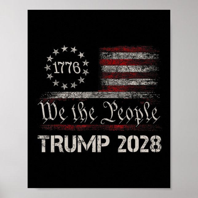 Affiche Pro Trump 2028 Président America Us Drapeau Retro  (Devant)