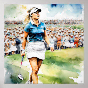 Affiche Pro Woman Golfer - Golf Art Imprimer