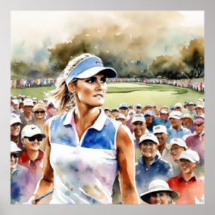 Affiche Pro Woman Golfer - Golf Art Imprimer