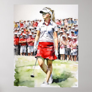 Affiche Pro Woman Golfer - Golf Art Imprimer