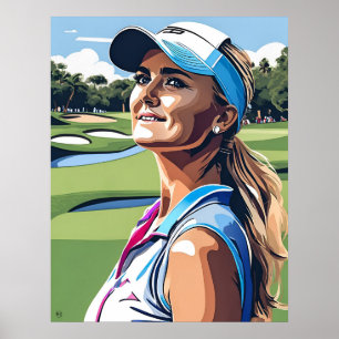 Affiche Pro Woman Golfer - Golf Art Imprimer