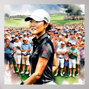 Affiche Pro Woman Golfer - Golf Art Imprimer
