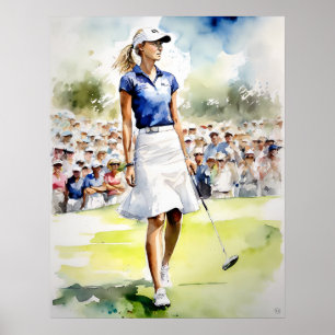 Affiche Pro Woman Golfer - Golf Art Imprimer