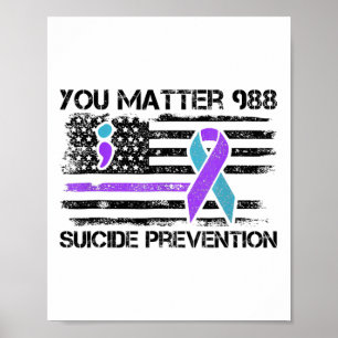 Affiche Problème 988 Prévention du suicide Drapeau américa