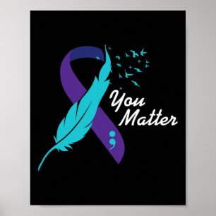 Affiche Problème Ruban Suicide Sensibilisation Santé menta