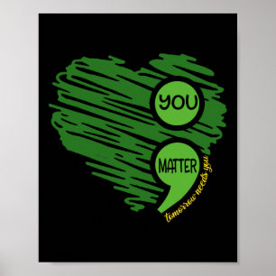 Affiche Problème Semicolon Heart Retro Mental Health Award