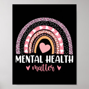 Affiche Problèmes de santé Leopard Coeur rose arc-en-ciel