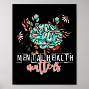 Affiche Problèmes de santé mentale Fleur Mind Soins du cer