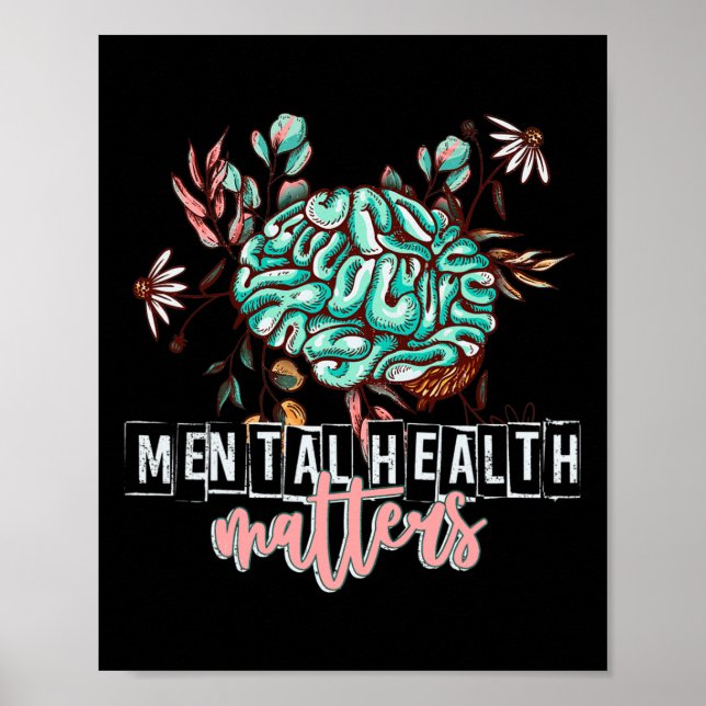 Affiche Problèmes de santé mentale Fleur Mind Soins du cer (Devant)