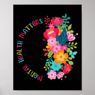 Affiche Problèmes de santé mentale Fleurs Répandre Santé m