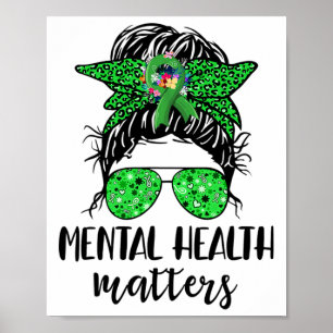 Affiche Problèmes de santé Messy Bun Cadeau santé mentale 
