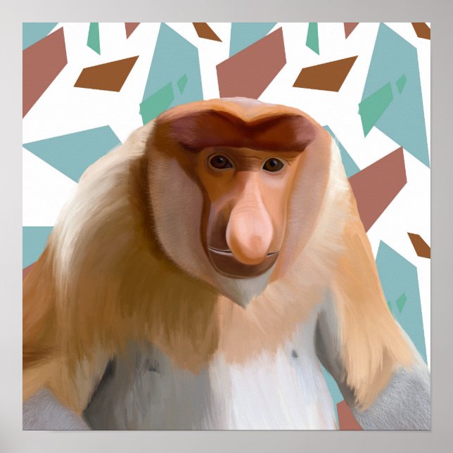 Affiche Proboscis Singe Espèces en voie de disparition (Devant)