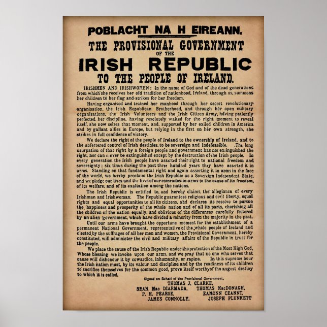 Affiche Proclamation irlandaise de 1916 - Copie originale (Devant)