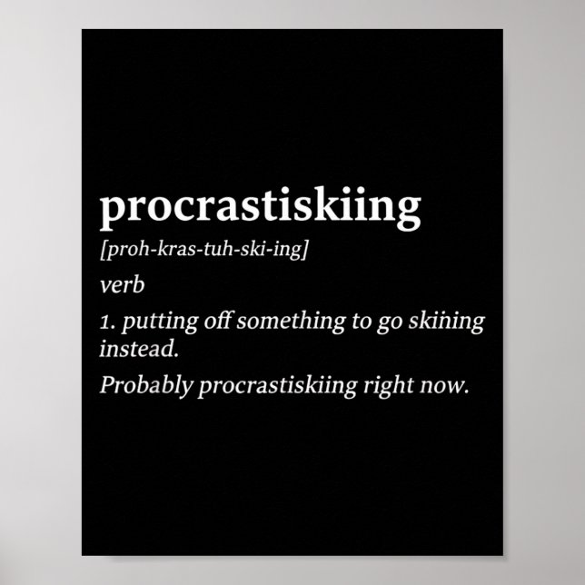 Affiche Procrastiskiing definition skiing humor funny ski (Devant)