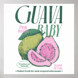 Affiche Produit bébé goyave vintage d'Hawaï Cuisine rétro