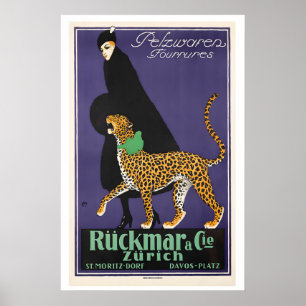 Affiche Produits de Fourrure Fourrures Zurich Suisse Vinta