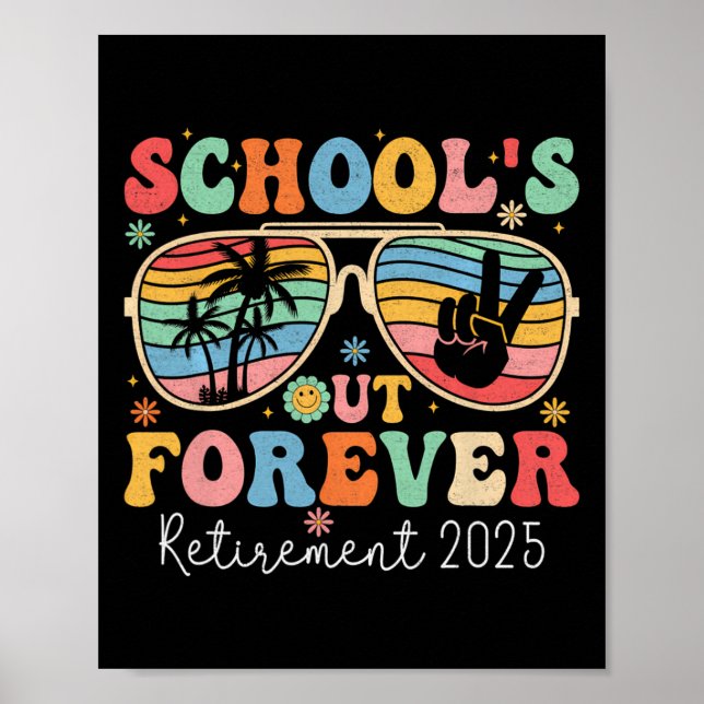 Affiche Prof à la retraite pour toujours 2025 Groovy R (Devant)