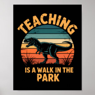 Affiche Prof amusant retour à l'école dinosaure mignon