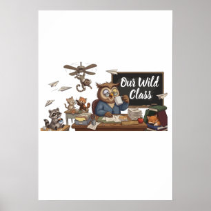 Affiche Prof Chaos Enseignant Hibou Drôle - Animaux Fantai