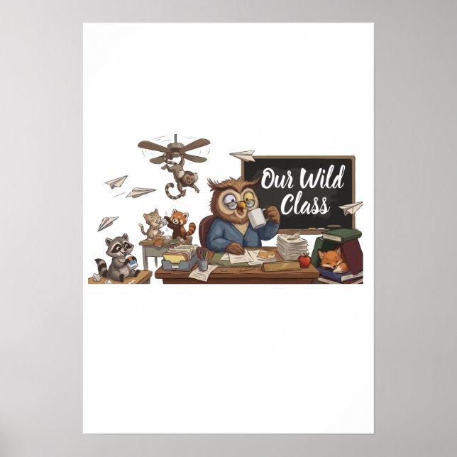 Affiche Prof Chaos Enseignant Hibou Drôle - Animaux Fantai (Devant)