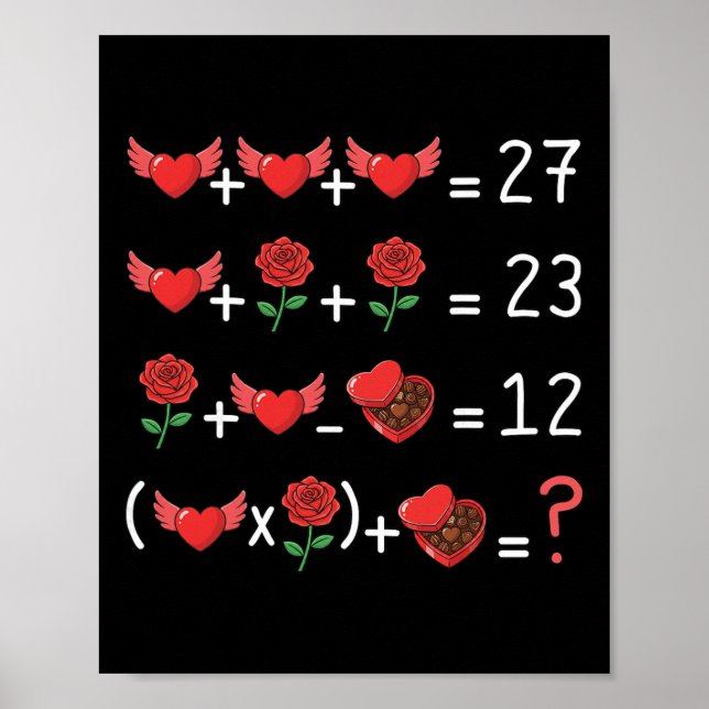 Affiche Prof de maths drôle 67 Saint-Valentin prof de math (Devant)