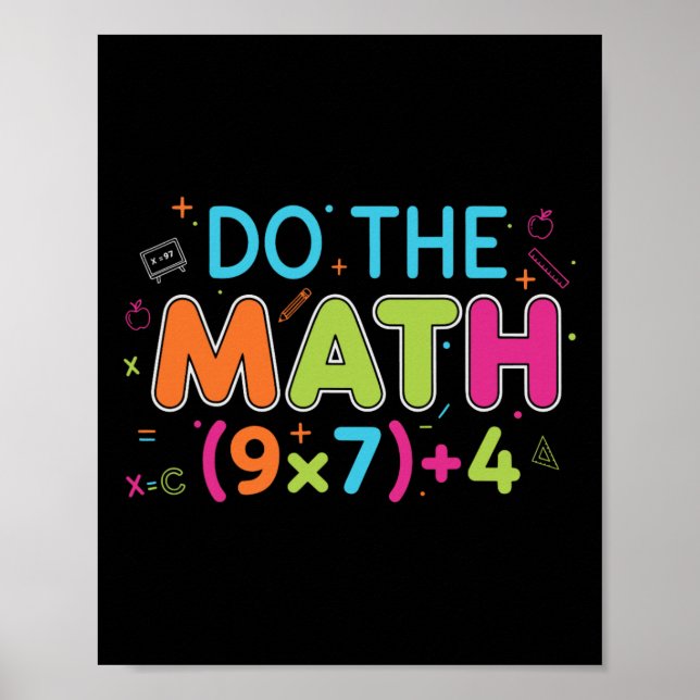 Affiche Prof de maths drôle fait le calcul 67 mème Six Sep (Devant)