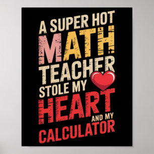 Affiche Prof de maths drôle Saint Valentin algèbre équatio