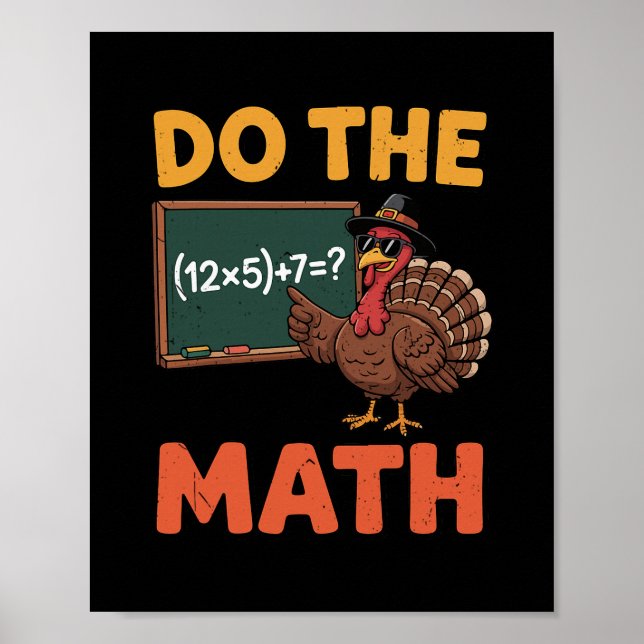 Affiche Prof de maths drôle Thanksgiving 67 Mème Faites la (Devant)