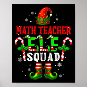 Affiche Prof de maths elfe équipe chapeau chaussures Noël