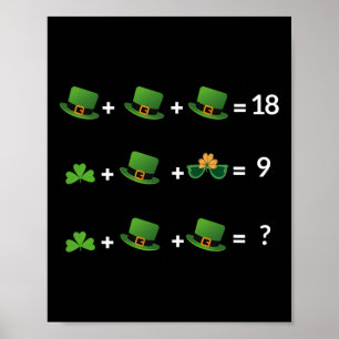 Affiche Prof de maths équation drôle St Patrick Professeur
