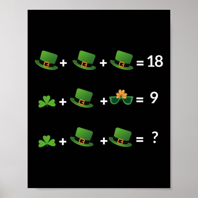 Affiche Prof de maths équation drôle St Patrick Professeur (Devant)