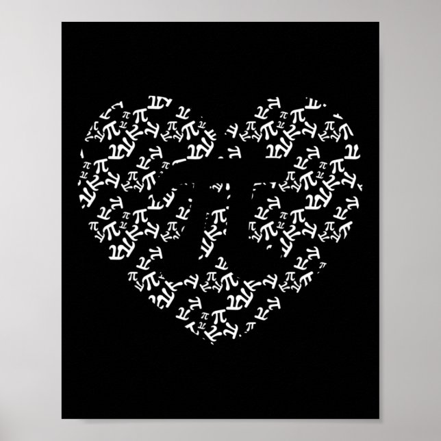 Affiche Prof de maths Pi Forme de coeur Pi Day  (Devant)
