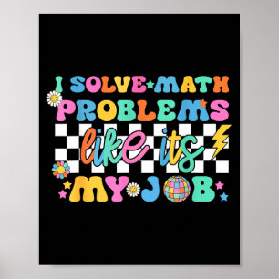 Affiche Prof de maths rétro funky drôle retour à l'école G