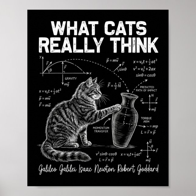 Affiche Prof de physique chat scientifique drôle ce que le (Devant)