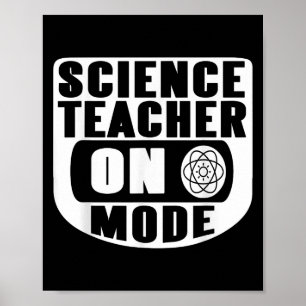 Affiche Prof de science drôle en mode activé avec atome 