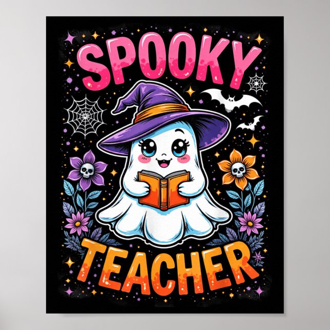 Affiche Prof Enseignant Fantôme Mignon Lecture Livre Drôle (Devant)