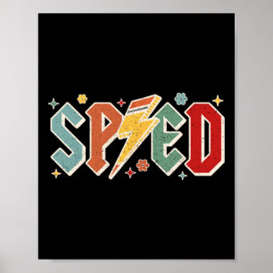 Affiche Prof Sped Retro Crayon Éclair Retour À L'École S