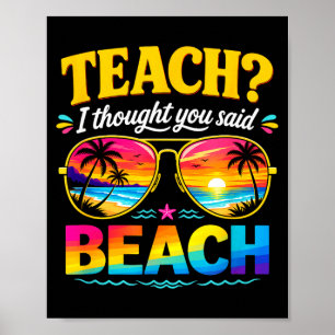 Affiche Prof vacances enseigner pensée dit plage enseignan