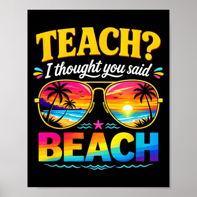 Affiche Prof vacances enseigner pensée dit plage enseignan (Devant)
