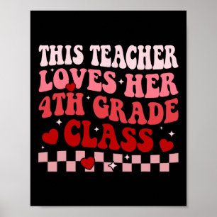 Affiche Professeur aime sa 4e classe Valentines rétro