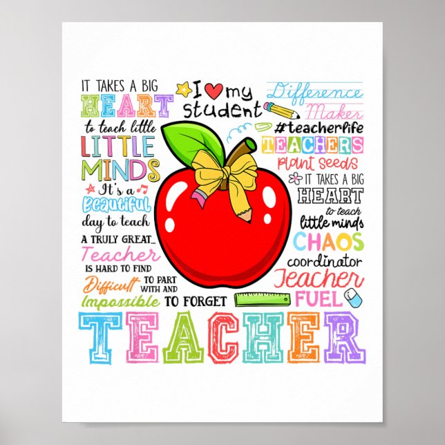 Affiche Professeur Arc Crayon Pomme Drôle Retour à l'école (Devant)