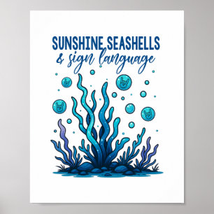 Affiche Professeur Asl Vibes de plage Soleil Coquillages E