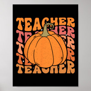 Affiche Professeur Citrouille Automne Action de Grâce Reto
