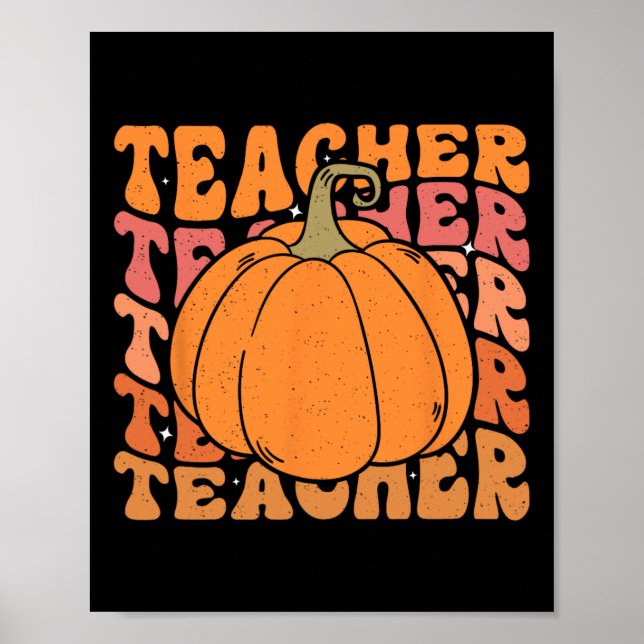 Affiche Professeur Citrouille Automne Action de Grâce Reto (Devant)