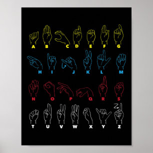 Affiche Professeur d'alphabet ASL Langue des signes améric