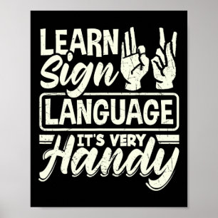 Affiche Professeur d'alphabet ASL Langue des signes améric