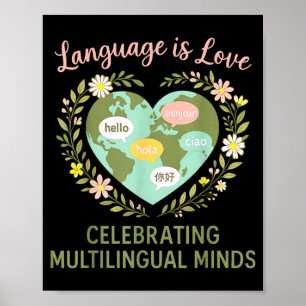 Affiche Professeur d'anglais Langue est amour Célébrer le