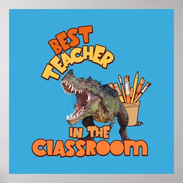 Affiche Professeur d'art dinosaure drôle Créatif en salle  (Devant)