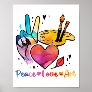 Affiche Professeur D'Art Peace Love Art Pour Artistes Et P